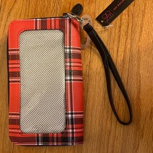 Red Plaid wallet/phone case- NWT